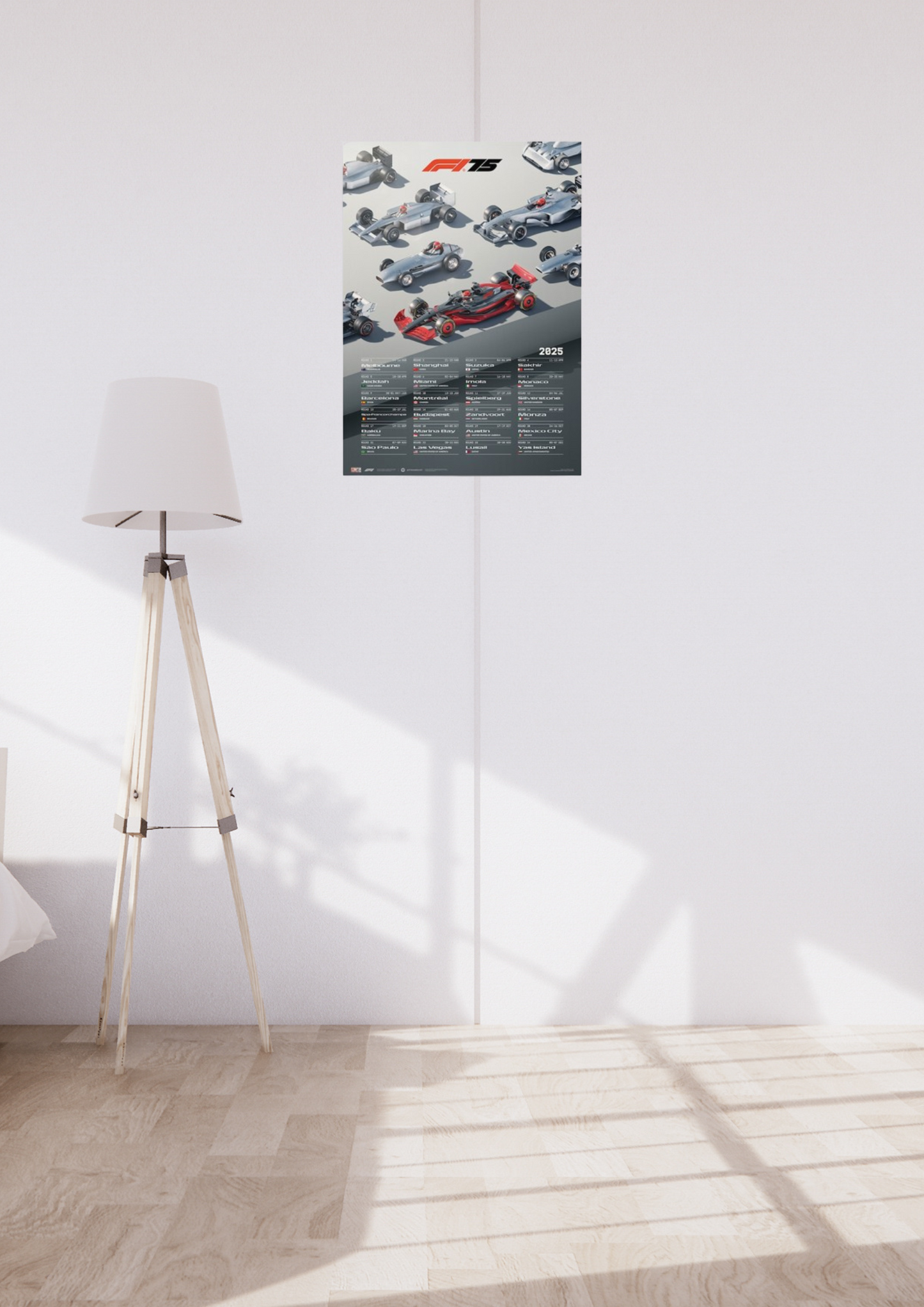 F1 2025 Grand Prix Wall Calendar