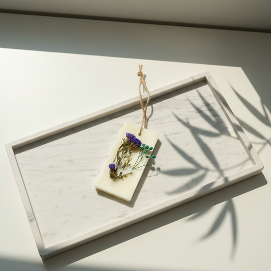 Lilac Dreamscape soy wax wardrobe diffuser sachet with floral musk fragrance.