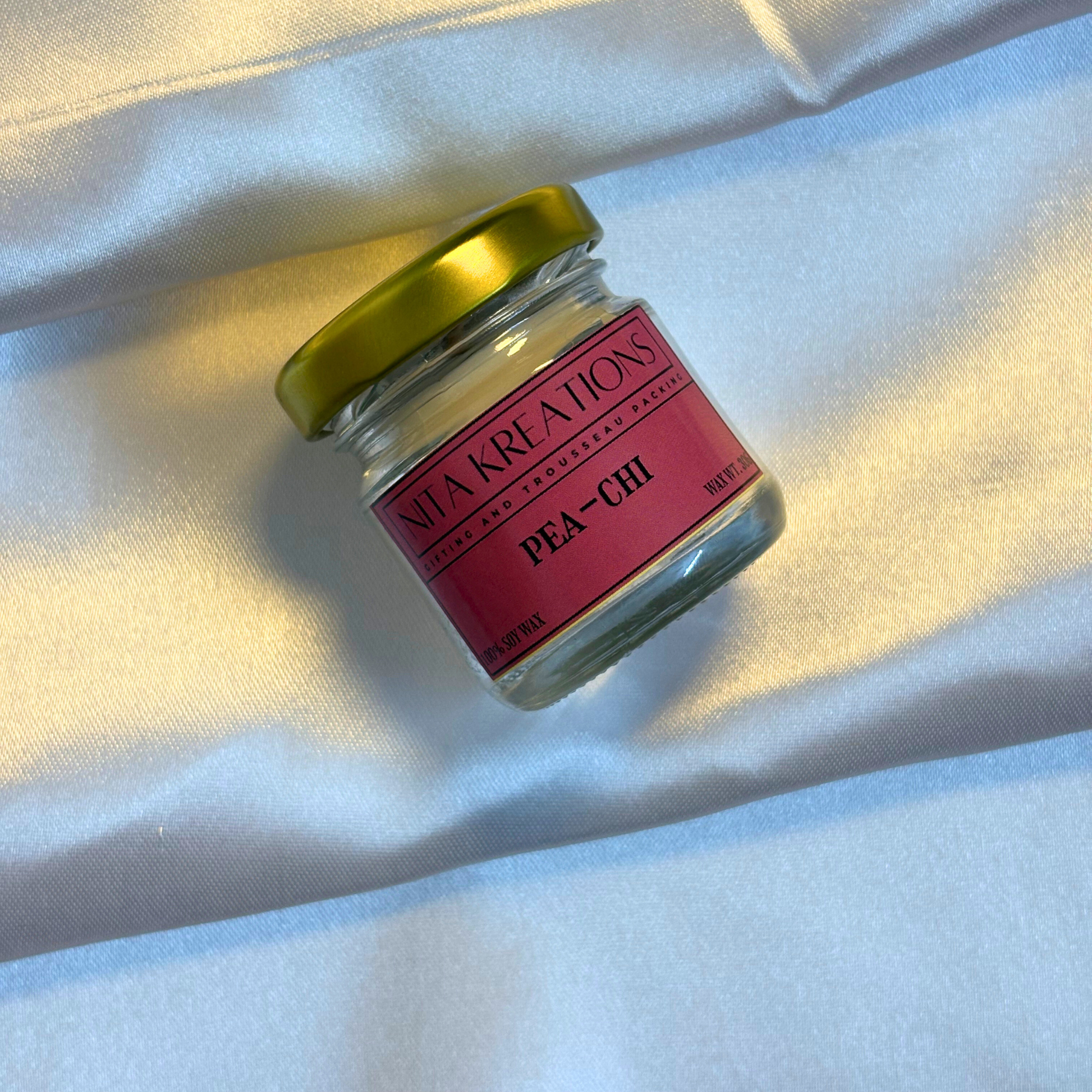 Pack of 3 mini soy wax candles featuring Hawaiian Breeze, Pea-chi and Cherry Blossom fragrances, named Soft Summer Hours.