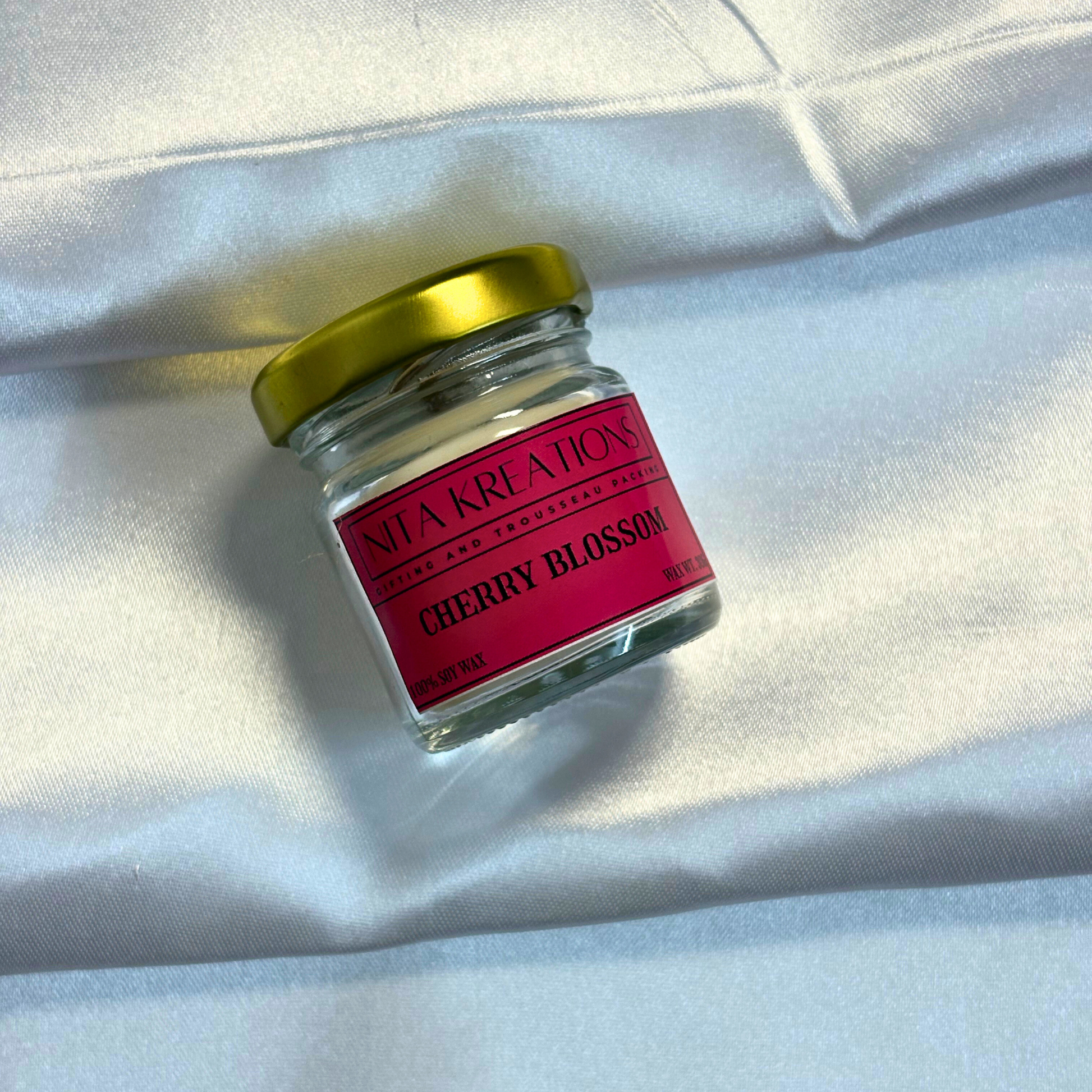 Pack of 3 mini soy wax candles featuring Hawaiian Breeze, Pea-chi and Cherry Blossom fragrances, named Soft Summer Hours.