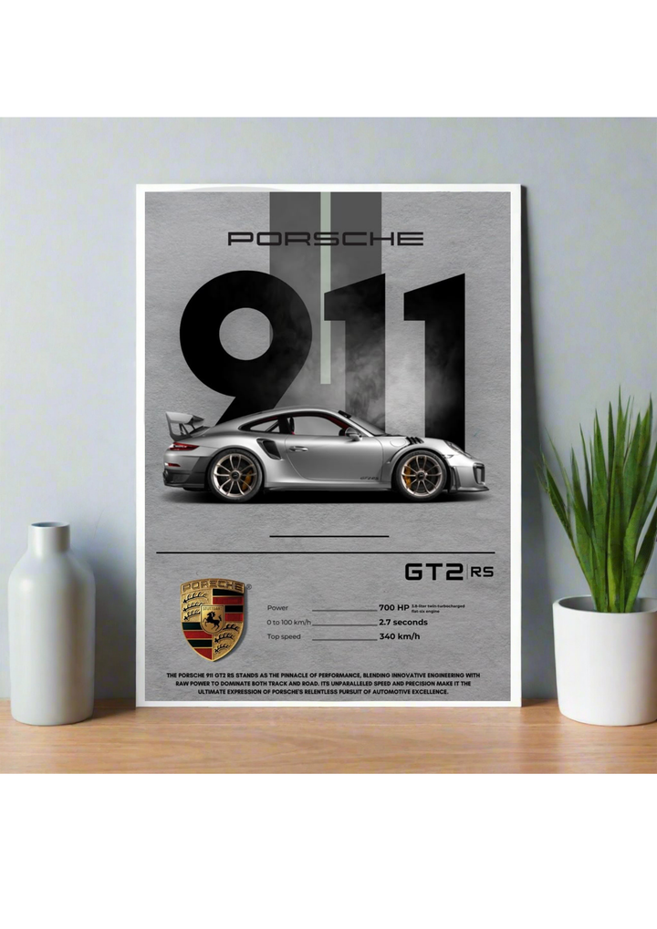 Porsche Poster, Porsche 911 GT2 RS, 911 GT 2 RS, Car Poster, Aesthetic, Car guy, Home decor, Room decor, Aesthetic home decor, Minimalist home decor, Premium Poster
