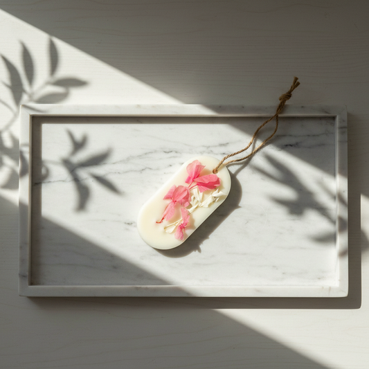 Water Ritual soy wax wardrobe diffuser sachet with lotus and water lily notes.